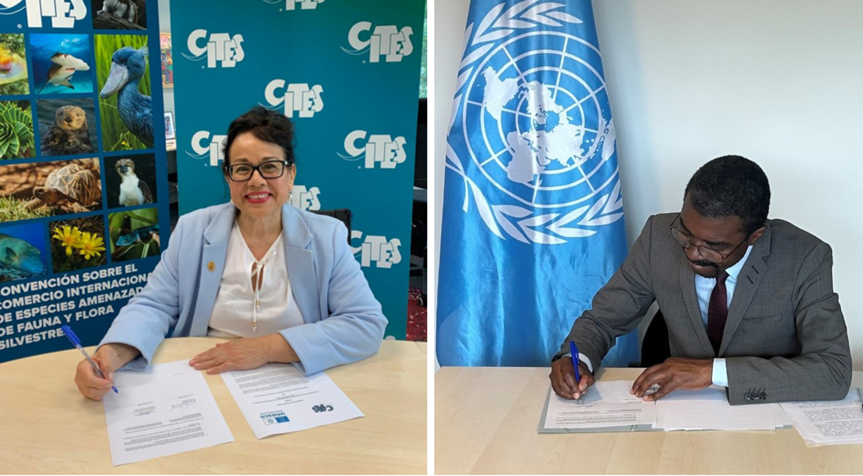 CITES SG and UNESCO Director of World Heritage signing MoU 