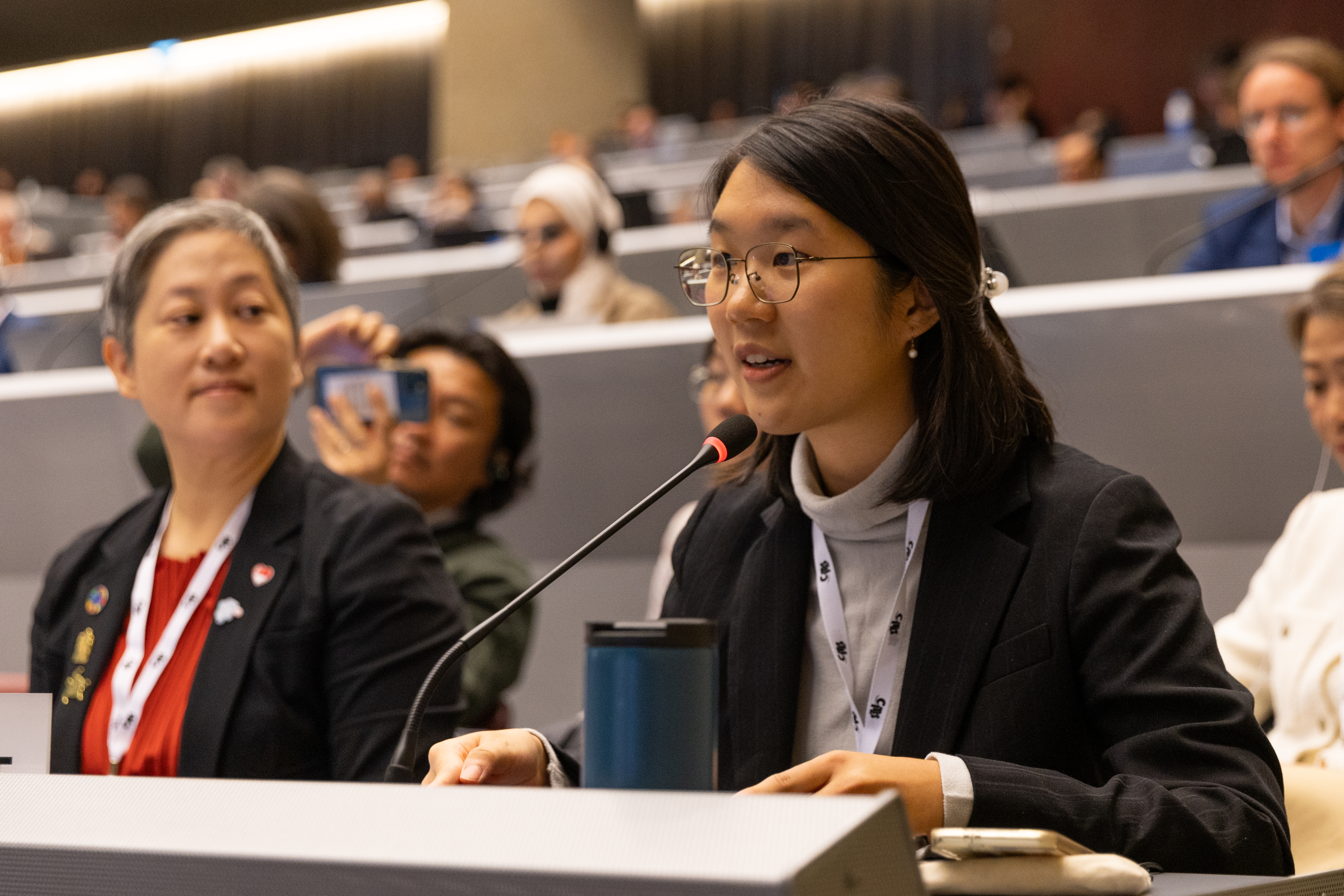 Singapore youth delegate Steffi Tan speaks to CITES Standing Committee