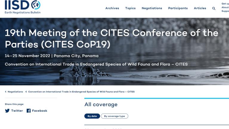 IISD Earth Negotiations Bulletin coverage of CITES CoP19 📷